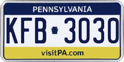 PA license plate KFB3030