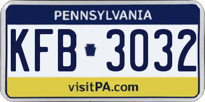 PA license plate KFB3032