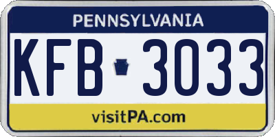 PA license plate KFB3033