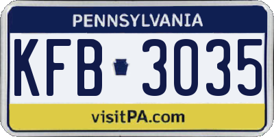 PA license plate KFB3035
