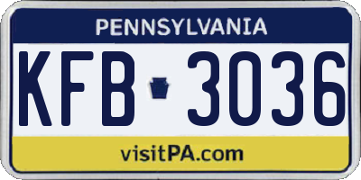 PA license plate KFB3036