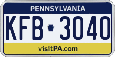 PA license plate KFB3040