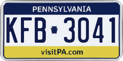 PA license plate KFB3041