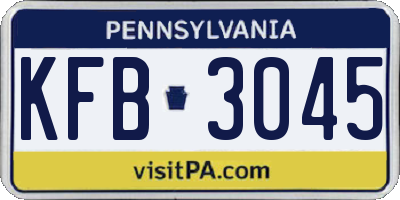 PA license plate KFB3045