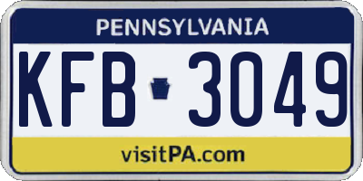 PA license plate KFB3049