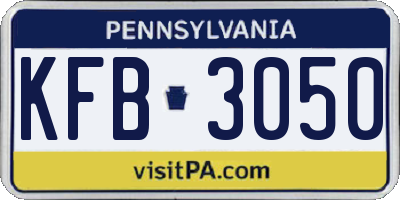 PA license plate KFB3050