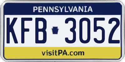 PA license plate KFB3052