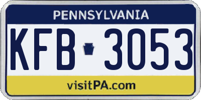 PA license plate KFB3053