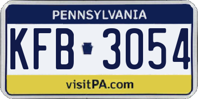 PA license plate KFB3054