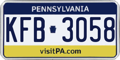 PA license plate KFB3058