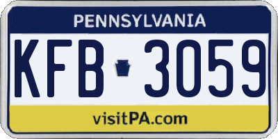 PA license plate KFB3059