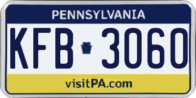 PA license plate KFB3060