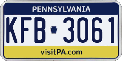PA license plate KFB3061