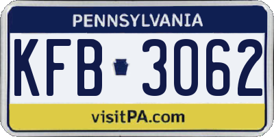 PA license plate KFB3062