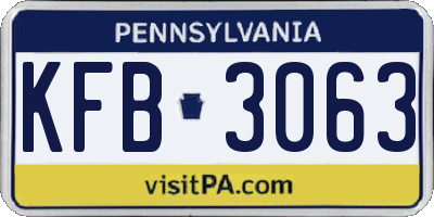 PA license plate KFB3063