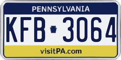 PA license plate KFB3064