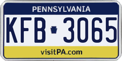PA license plate KFB3065
