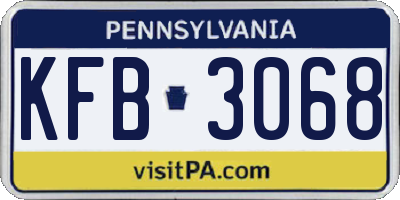 PA license plate KFB3068