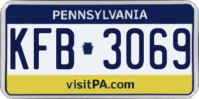 PA license plate KFB3069