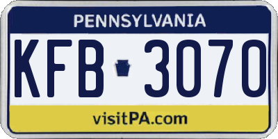 PA license plate KFB3070