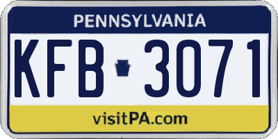 PA license plate KFB3071