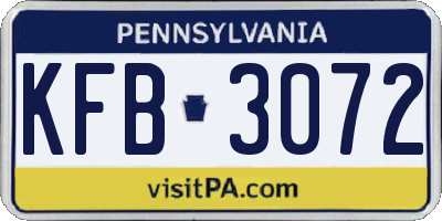 PA license plate KFB3072