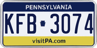 PA license plate KFB3074