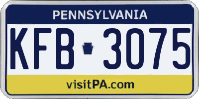 PA license plate KFB3075