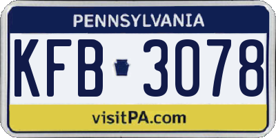PA license plate KFB3078
