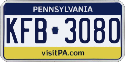 PA license plate KFB3080