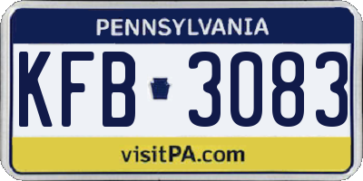 PA license plate KFB3083
