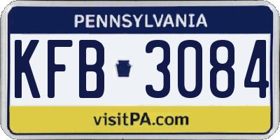 PA license plate KFB3084