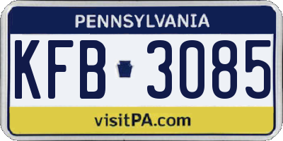 PA license plate KFB3085