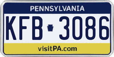 PA license plate KFB3086
