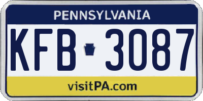 PA license plate KFB3087