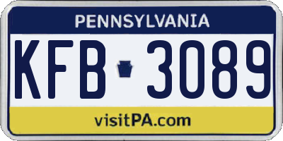 PA license plate KFB3089