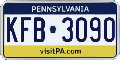 PA license plate KFB3090
