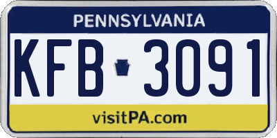 PA license plate KFB3091