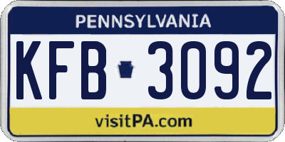 PA license plate KFB3092