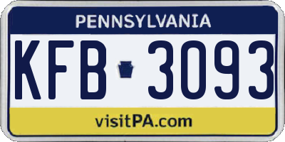 PA license plate KFB3093