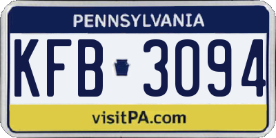 PA license plate KFB3094
