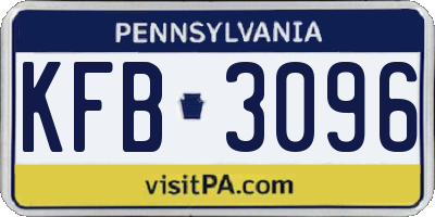 PA license plate KFB3096