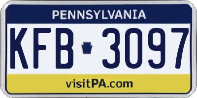 PA license plate KFB3097