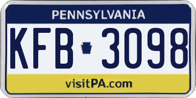 PA license plate KFB3098