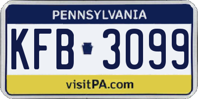 PA license plate KFB3099