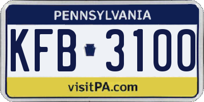 PA license plate KFB3100
