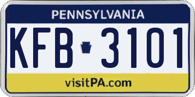 PA license plate KFB3101