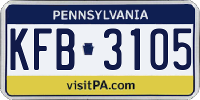 PA license plate KFB3105