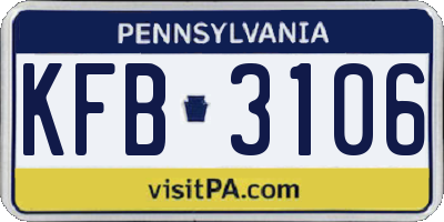 PA license plate KFB3106