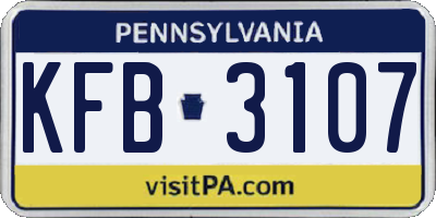 PA license plate KFB3107